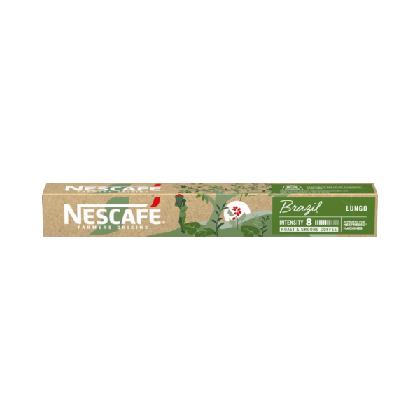 Nescafe Farmers Origins Brazil Lungo 8, 10 Aluminium Kaffeekapseln, 44g
